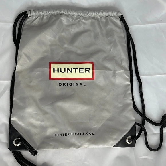HUNTER Boots Logo Carryall Bag Dustbag Grey Drawstring Backpack Nylon - Picture 8 of 8